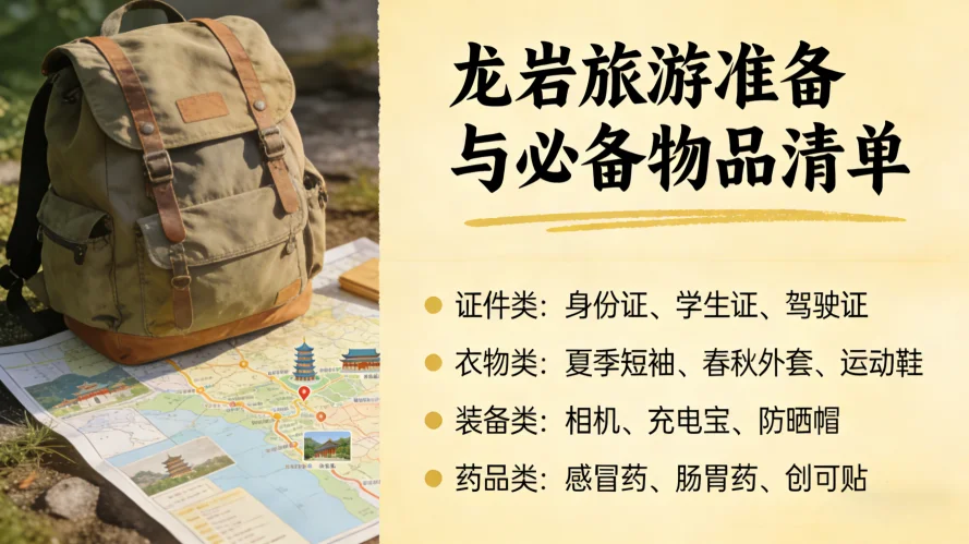 龙岩旅游准备与必备物品清单