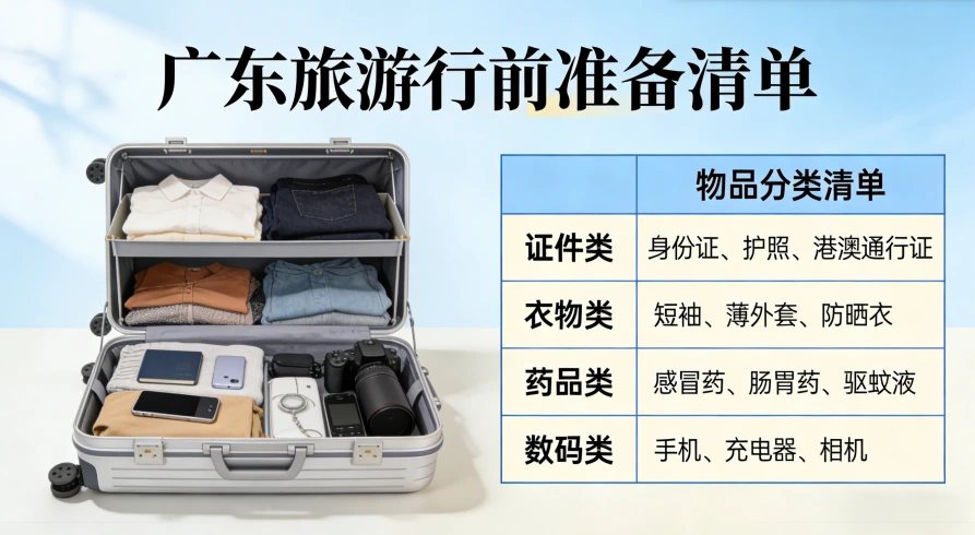 广东旅游行前准备与必备物品清单