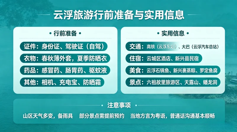 云浮旅游行前准备与实用信息