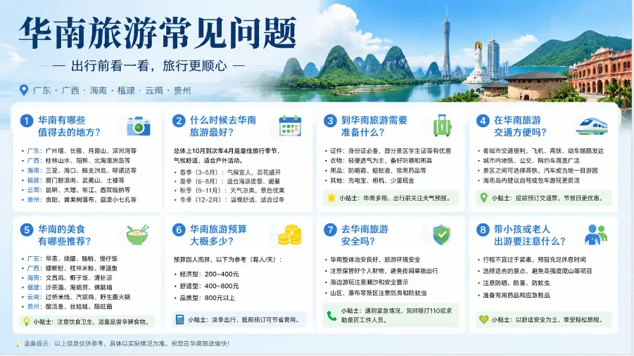 华南旅游常见问题（FAQ）