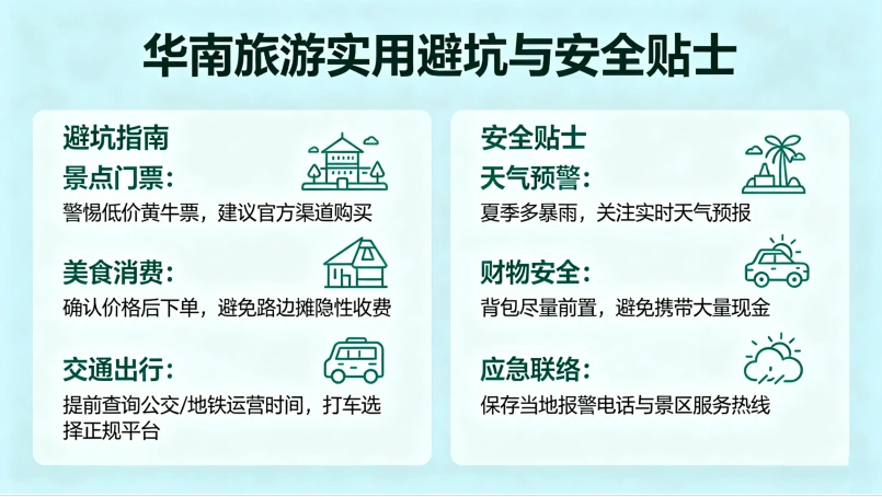 华南旅游实用避坑与安全贴士