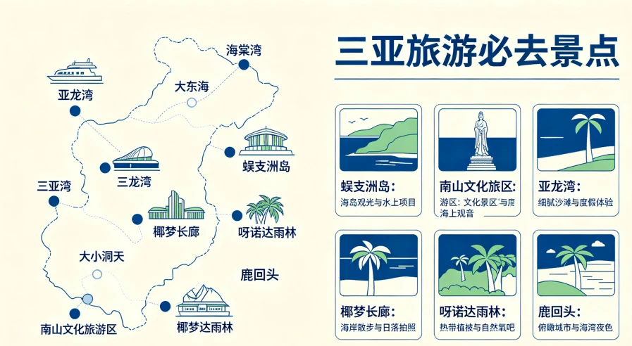 三亚旅游必去景点详解（按湾区）