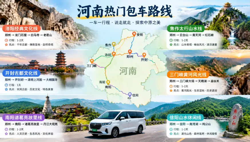 河南热门包车路线与参考价格